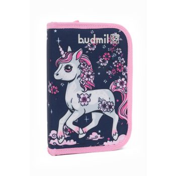 BUDMIL SIDNEY s.kék-pink-mintás Egyrekeszes Tolltartó