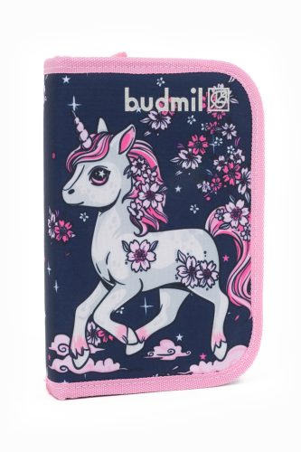 BUDMIL SIDNEY s.kék-pink-mintás Egyrekeszes Tolltartó