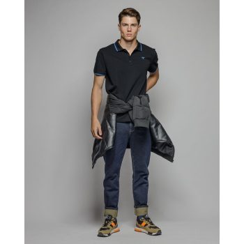 DEVERGO "4053" Férfi galléros póló fekete