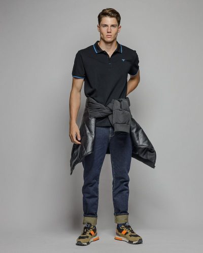 DEVERGO "4053" Férfi galléros póló fekete