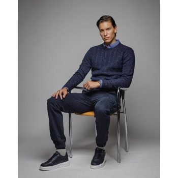 DEVERGO "6035" Férfi kötött pulóver kék