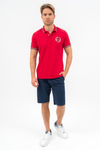 BUDMIL Modern Fitt Galléros póló piros