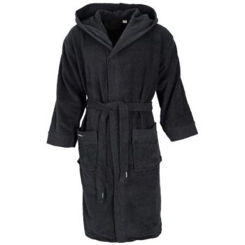   Dressa Home kapucnis hosszú ujjú frottír fürdőköpeny köntös - fekete