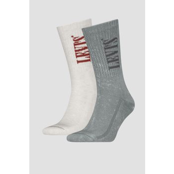 LEVIS REG CUT WASH LOGO 2P grey/white Unisex zokni