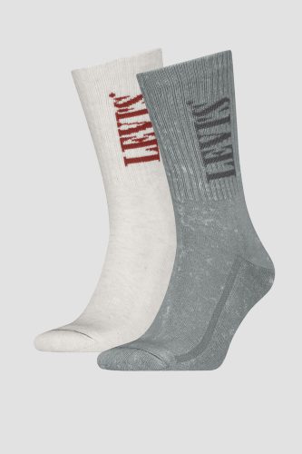 LEVIS REG CUT WASH LOGO 2P grey/white Unisex zokni