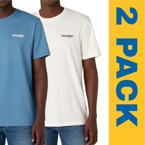 WRANGLER 2PACK SIGN OFF TEE CAPTAIN blue-nature Férfi póló csomag