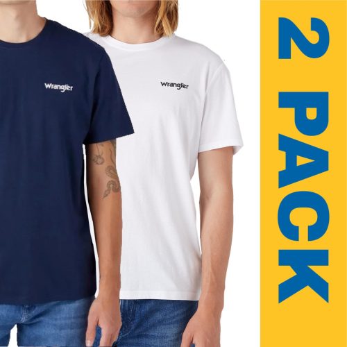 WRANGLER 2PACK SIGN OFF TEE REAL navy-white Férfi póló csomag